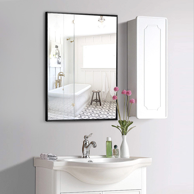 工厂定制高清铝合金直角卫生间浴室镜简约现代酒店壁挂梳妆镜