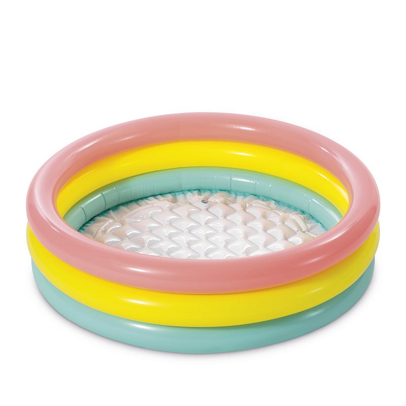 INTEX58924 Fluorescent three-ring inflatable water Pool, Baby Play Pool, creative bubble bottom rainbow water Pool wholesale Item Picture