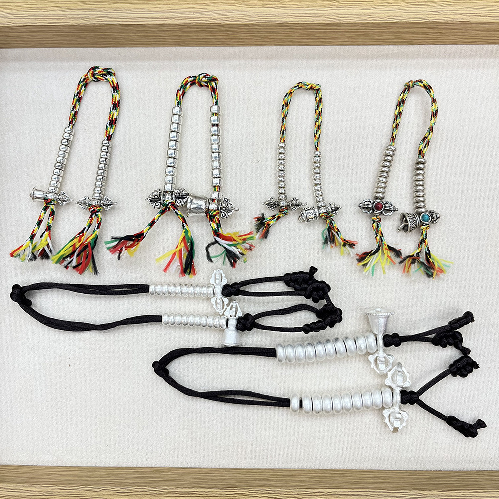 Handmade old Tibetan-style Buddhist prayer bead counter, bell and pestle ritual implements, retro pendant, bracelet, necklace, jewelry accessories pic 1