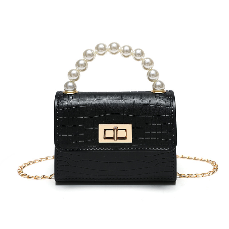 鳄鱼纹果冻包2024跨境包包PVC儿童珍珠手提包零钱包批发斜挎小包