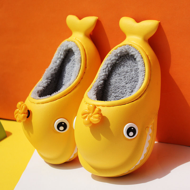 Children's cotton slippers for autumn and winter, indoor waterproof and anti-slip for boys and girls, boys' home winter woolen slippers, baby cotton shoes Specification image