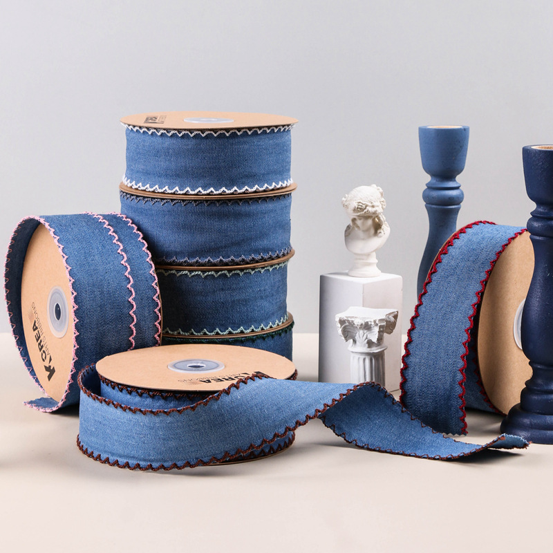 Lace Denim Webbing Handmade Materials Gift Flower Packaging Shoe Flower Straw Hat Bow Curvy Edge Cowboy Ribbon