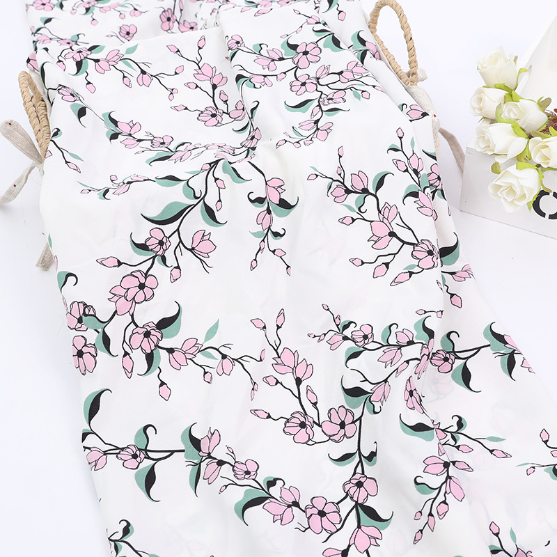 Spring And Summer Small Floral Print Plain Polyester Cloth Dress Fashion Printed Four Sides Of Chiffon Off The Stock Application Scenario