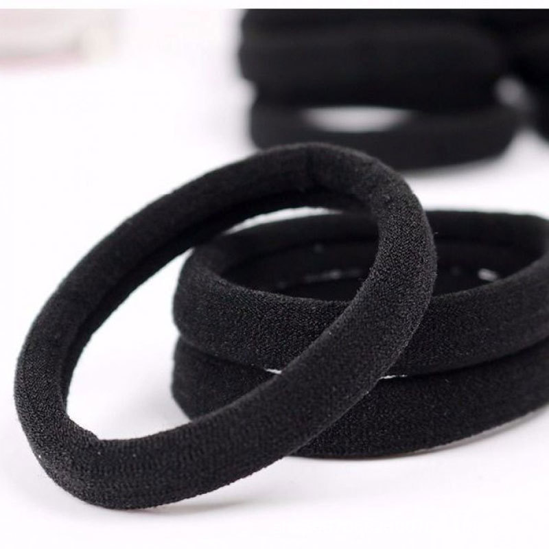 High Elastic Hair Band New Elastic Women's Hair Tie High Elastic Headwear Rubber Band Hair Rope Black Leather Cover Specification drawing