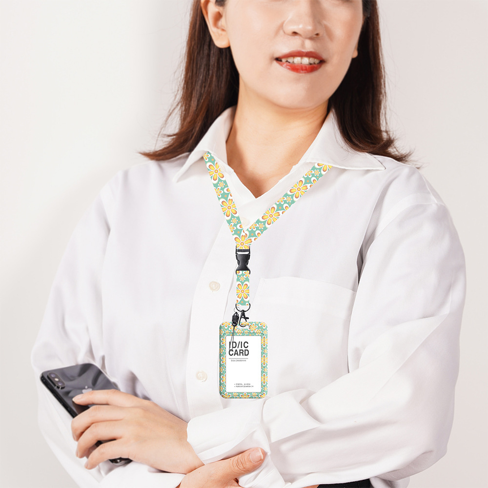 Work License Uv Certificate Sleeve With Lanyard Hanging Neck Telescopic Buckle Employee Badge Badge Bus Card Sleeve Brand Rice Specification drawing