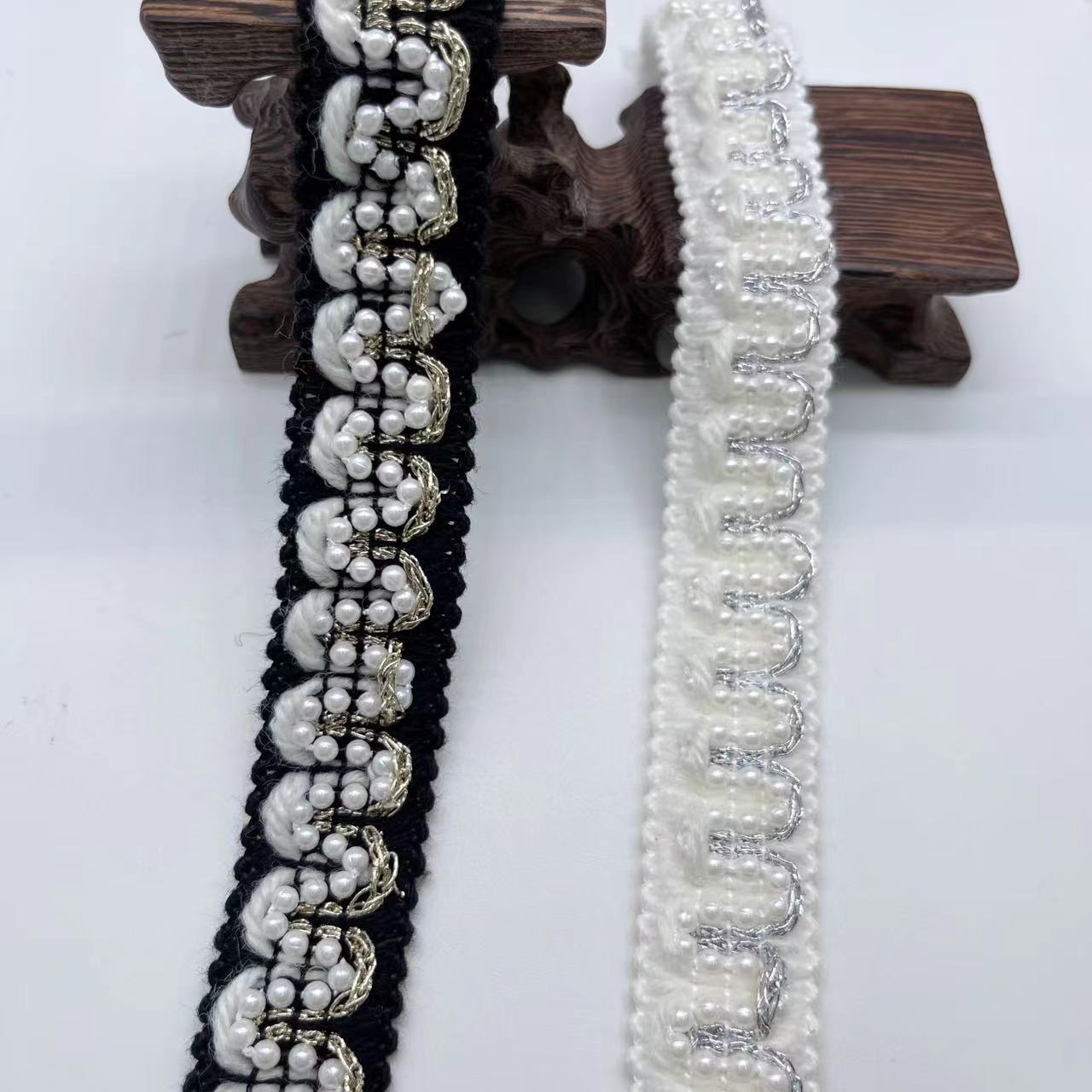 Gold And Silver Strand Pearl Three-Dimensional Sewing Home Textile Accessories Clothing Shoes And Hats Dny Handmade Pearl Lace Webbing details Picture