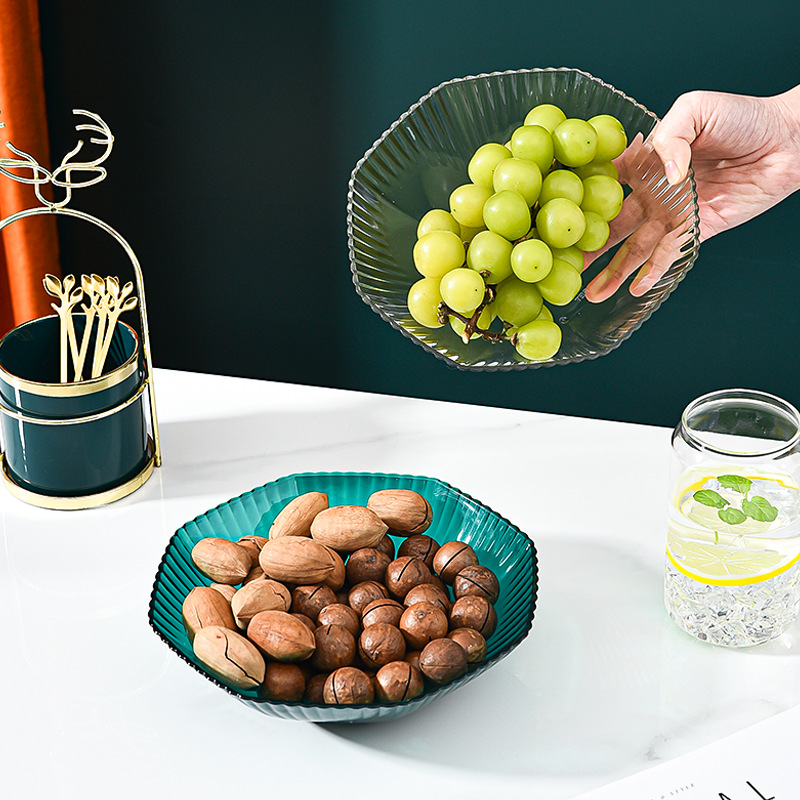 Light luxury stripe fruit tray family living room dry fruit tray plastic candy tray tea table melon seed tray fruit bowl snack tray Specification drawing