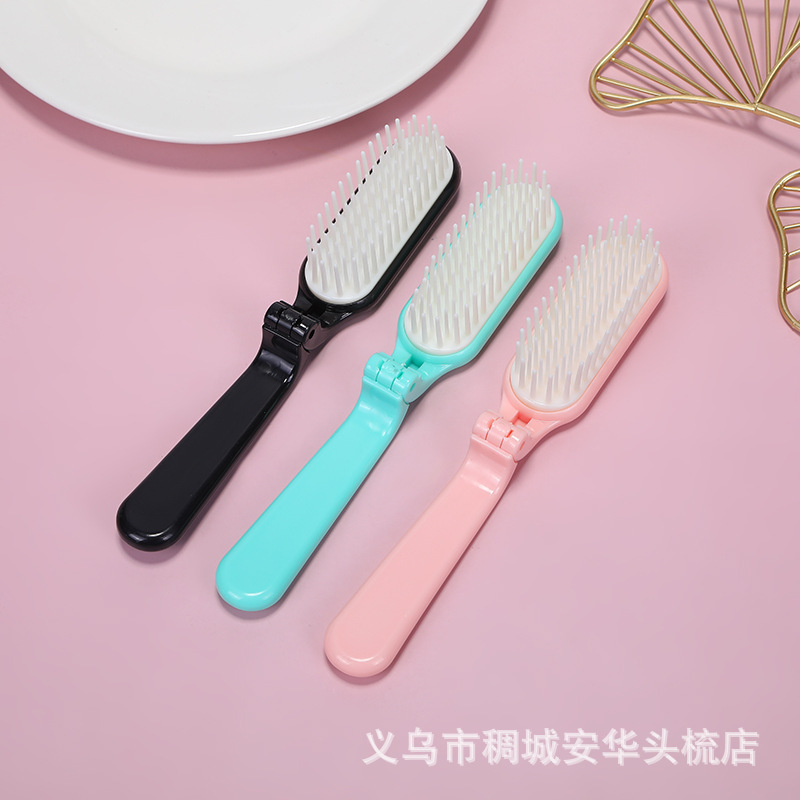 Spot New Portable Pocket Soft Teeth Portable Comb Creative Hair Folding Straight Curly Hair Dual Use Comb Wholesale