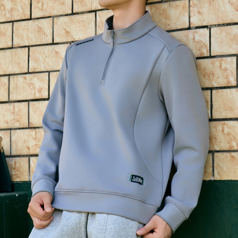Autumn and winter new semi-zipper sweatshirt for men, outdoor casual sports base layer top, long-sleeved sweatshirt, stand-up collar jacket Application Scenario
