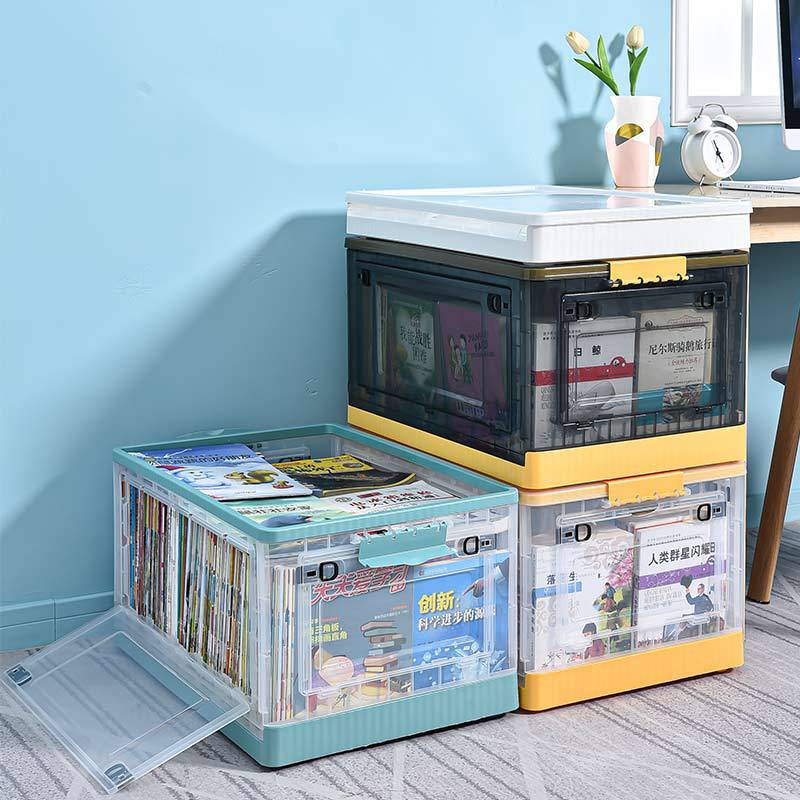 Book Storage Box Foldable Dormitory Student Classroom Transparent Book Storage Box Book Storage Device details Picture