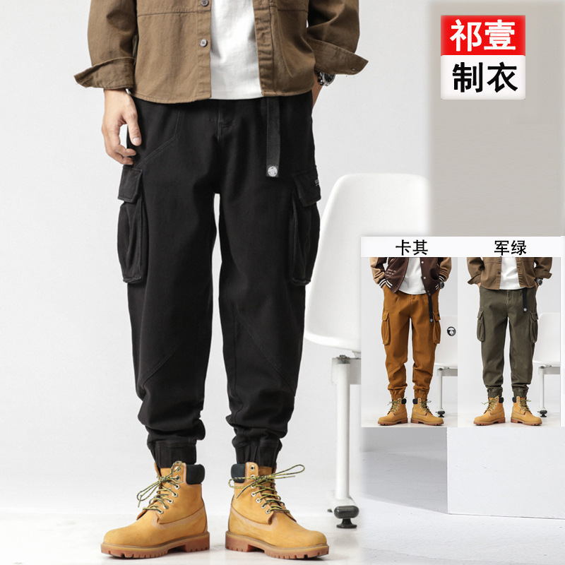秋冬季青年户外工装休闲裤美式重洗水潮牌高品质工装束脚休闲裤男