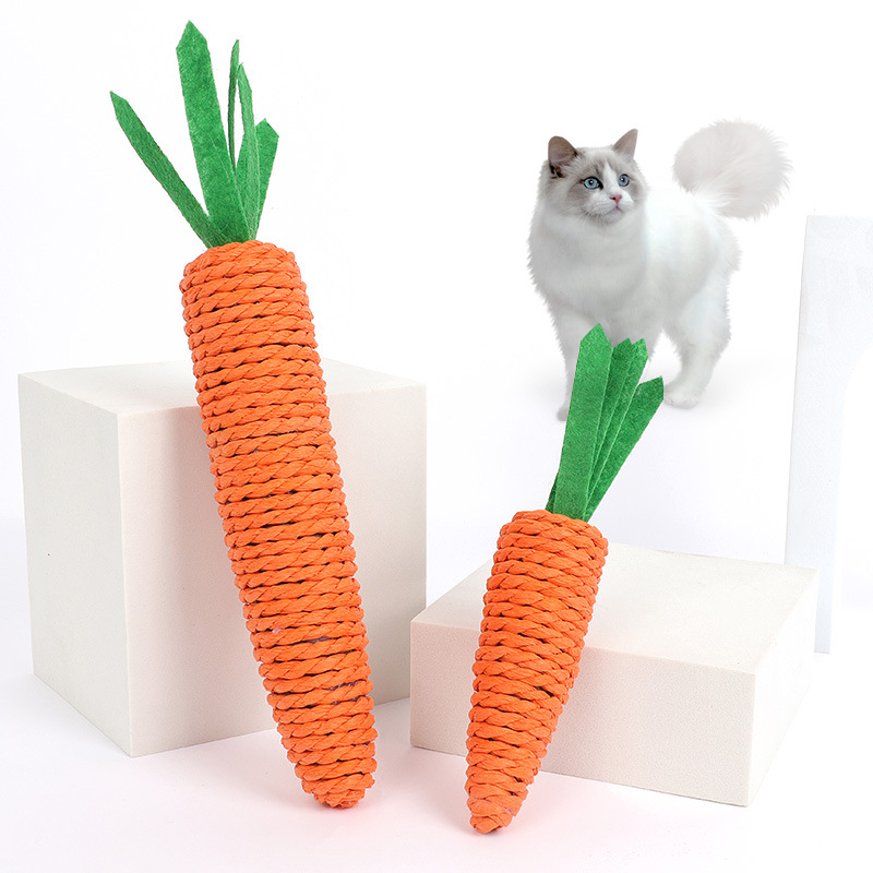 Internet celebrity voice toy weaving toy dog, small dog, puppy teething, cat, small toy, striped toy carrot details Picture