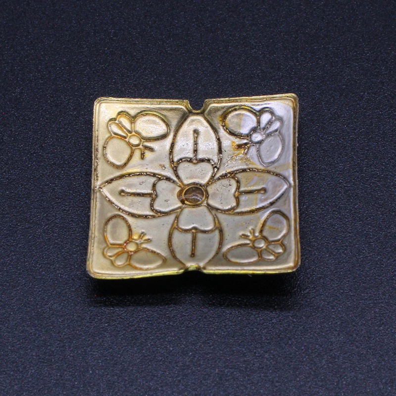 Beijing Cloisonne classical ethnic style veneer accessories Mechanism enamel silver-blue diamond-encrusted square butterfly decorative patches details Picture
