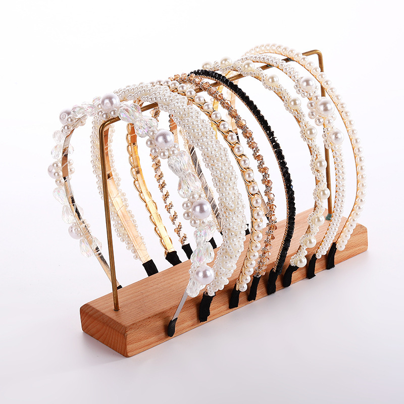 South Korea Ins New Simple Retro Pearl Alloy Headband Net Red Fresh Temperament Super Fairy Headband Headwear