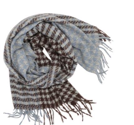 Grey Cashmere Shawl Men's And Women's Trend Check Warm Autumn And Winter Scarf