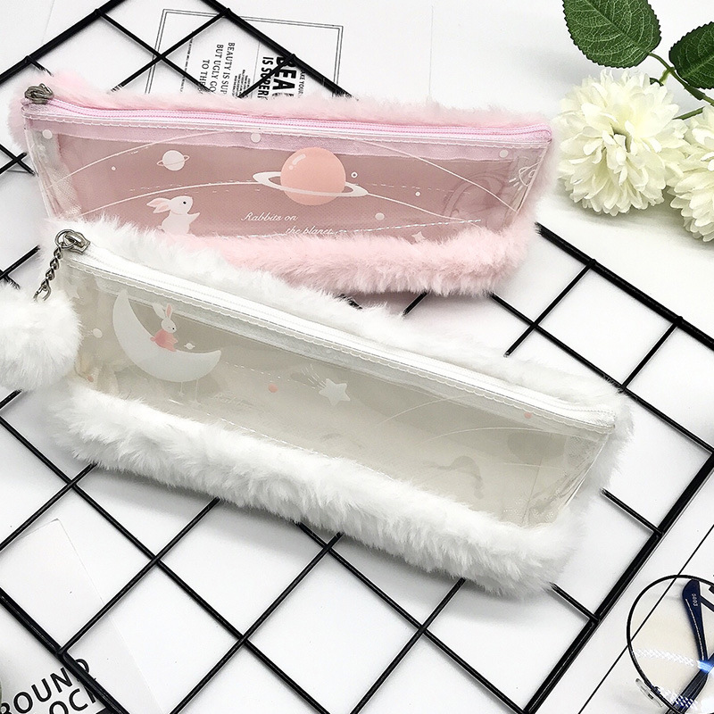 Factory direct supply of plush fabric zipper bags, canvas pen cases, student stationery storage pencil cases, stationery boxes, pen cases Application Scenario