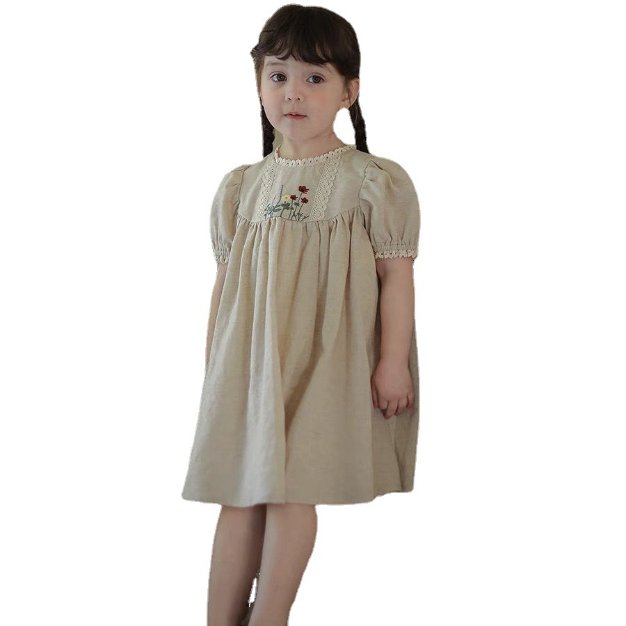 Niños niñas MianMa bordado burbujas mangas vestido de princesa YangQi falda XiaoTong lindo bebé ChangQun Item Picture