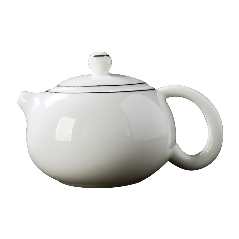 Dehua White Porcelain Teapot Mutton Fat Jade Xishi Pot Ceramic Tea Infuser With Filter Side Handle Single Pot Single Kung Fu Tea Set Item Picture