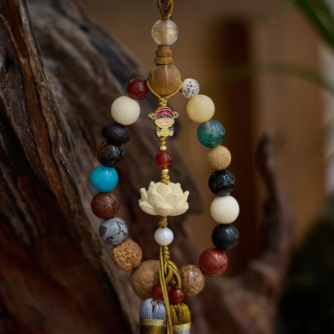 寺庙同款十八籽多宝莲花流苏国风挂件十八子转运平安祈福汽车挂饰