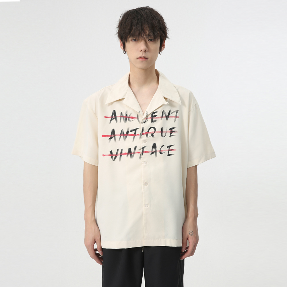 MTLCLOTHES men's Wear: 2024 Summer Collection New American fashion letter design sense lapel shirt short-sleeved trend