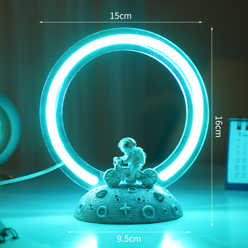 Creative bicycles, astronaut night lights, bedroom ornaments, birthday gifts, boys, children's room decorations, ambient lights details Picture