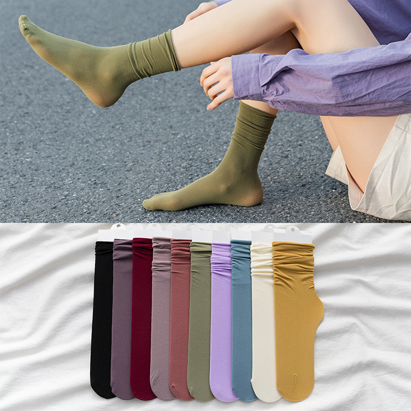 Sock street stall, one-piece consignment. Summer and autumn women's thin socks, breathable pile socks, women's solid color ice silk mid-calf socks, women's socks, ice socks, one-piece consignment