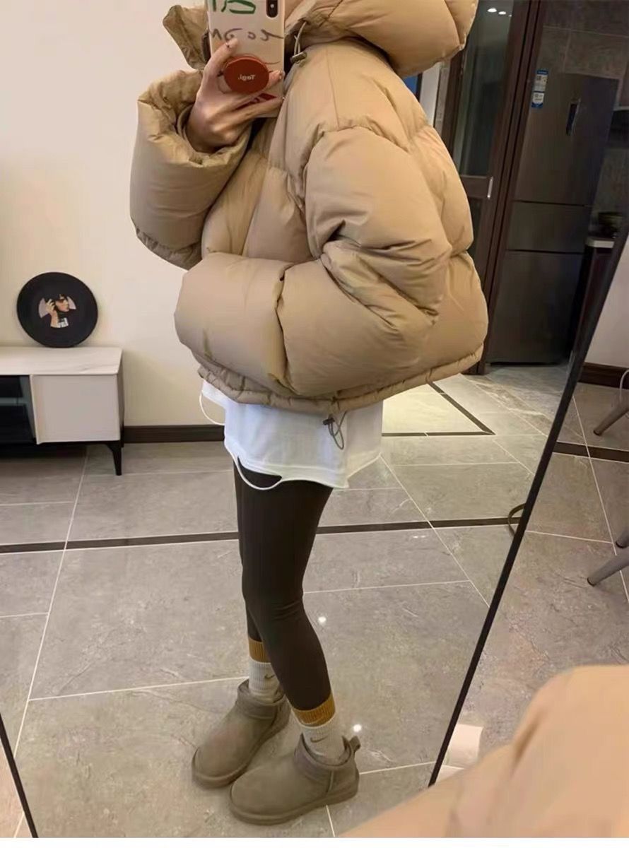 短款羽绒服女2025新款韩版小个子高腰加厚宽松面包服白鸭绒冬外套详情16