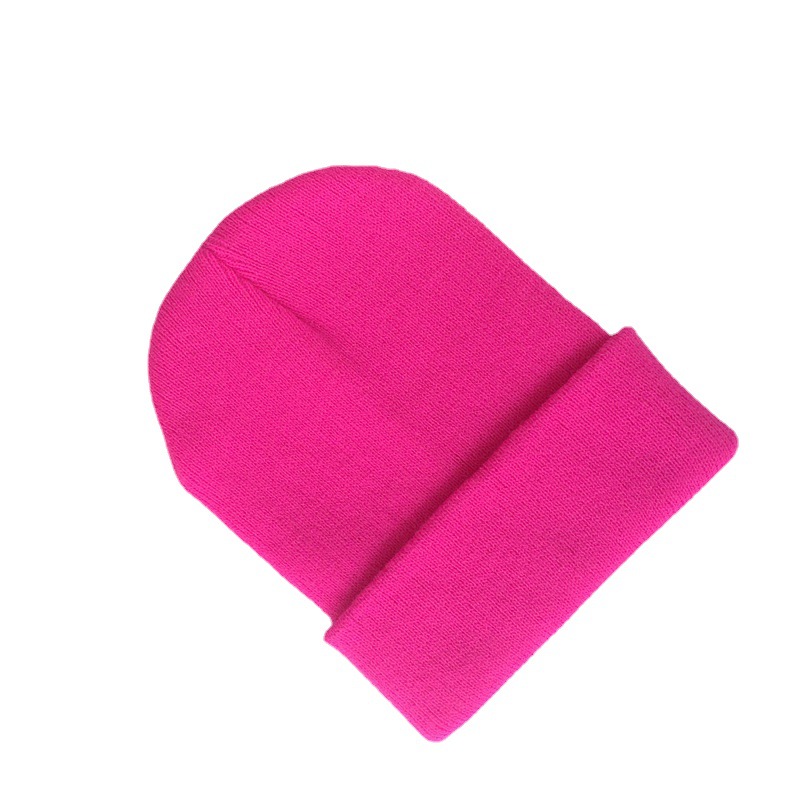 Winter children's woolen caps in stock, solid color smooth plate knitted caps for children aged 1 to 10 Item Picture