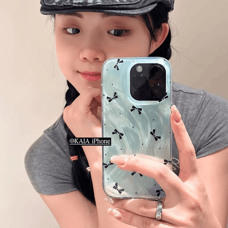 ins风薄荷绿波点适用苹果15promax新款14/13/12/11高级感手机壳xr