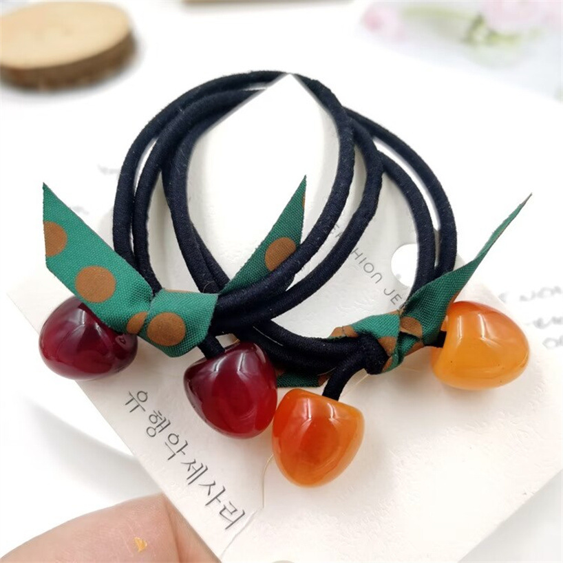 Cherry head string dot streamer simulation headdress ribbon hair rope network red Korean version hair band 1 yuan jewelry headflower full figure