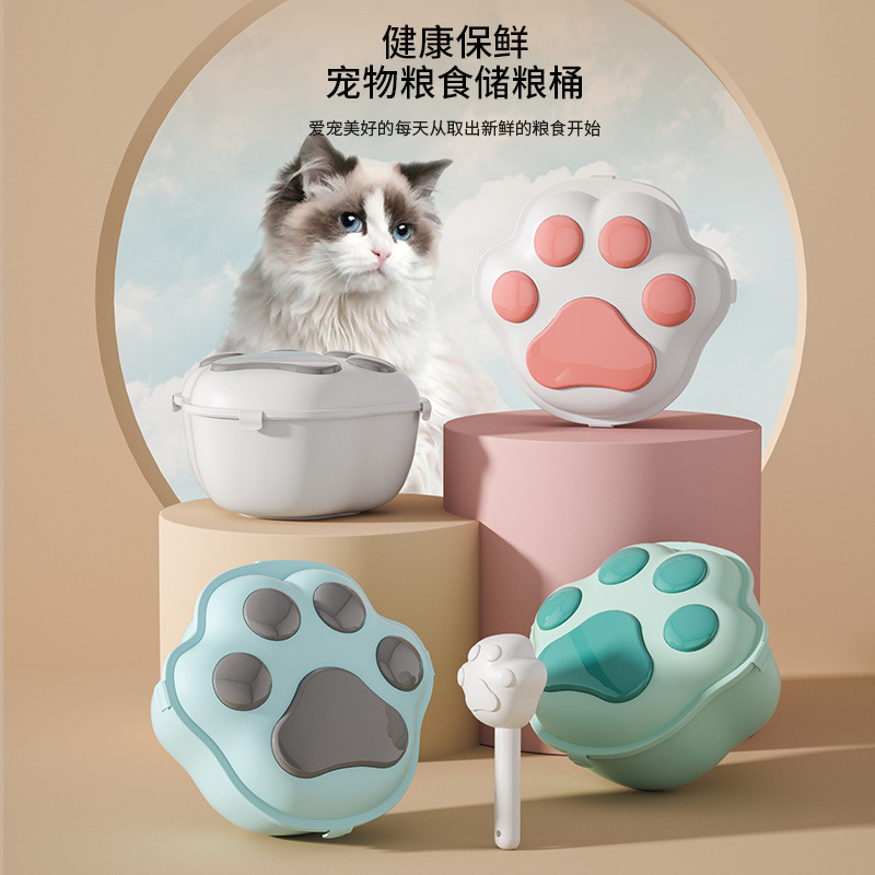 Pet cat food storage bucket Moisture proof sealed dog food storage box Large capacity fresh pet food container