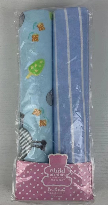 全棉法兰绒婴儿包巾 印花76X102cm 2条装外贸床单裹毯MNFY-8