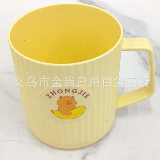 Japanese-style fresh solid-color cartoon mugs, household cute mouthwash cups, couple water cups for men and women, household water cups Specification drawing