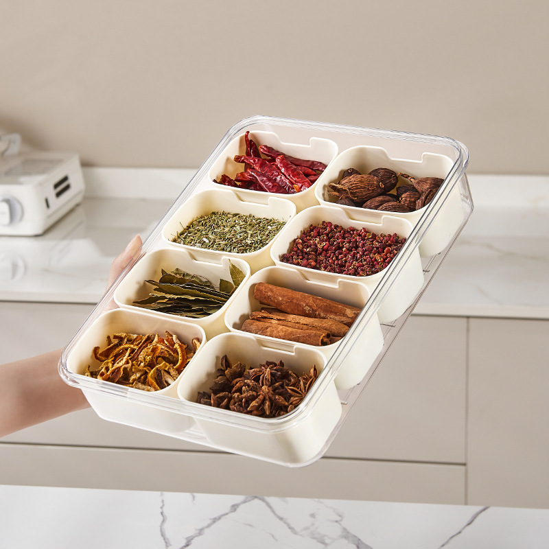 Sealed and separately packed storage boxes, star anise, cinnamon flower, dried chili pepper compartmentalized boxes, seasoning jars, storage boxes Application Scenario