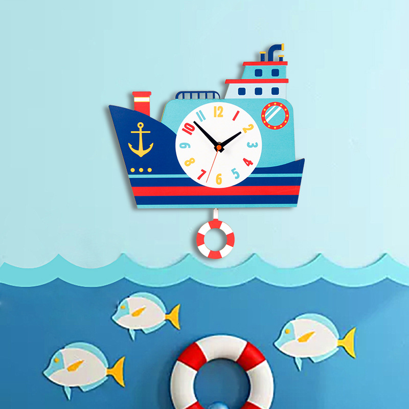 Creative cartoon swing clock, cute wall clock, children's room decoration clock, wall clock manufacturer, Taobao cross-border Douyin distribution Specification image