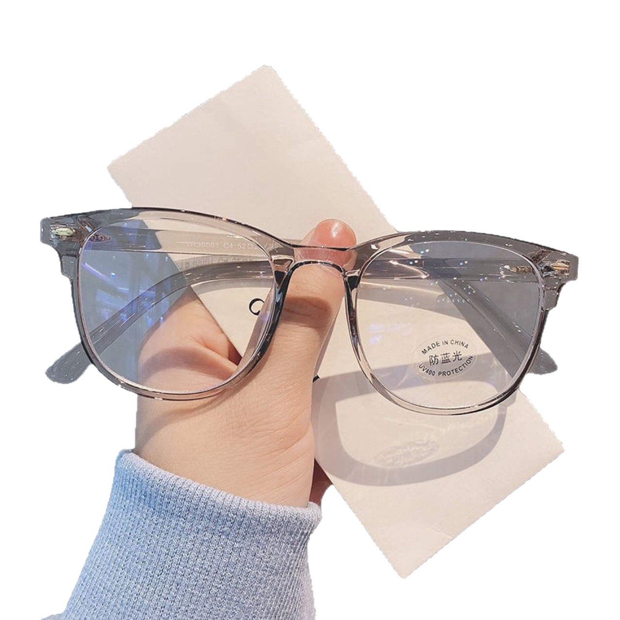 Anti-blue light glasses 7008 for women, flat light lenses, computer goggles, spectacle frames, square frames, personalized trend Item Picture