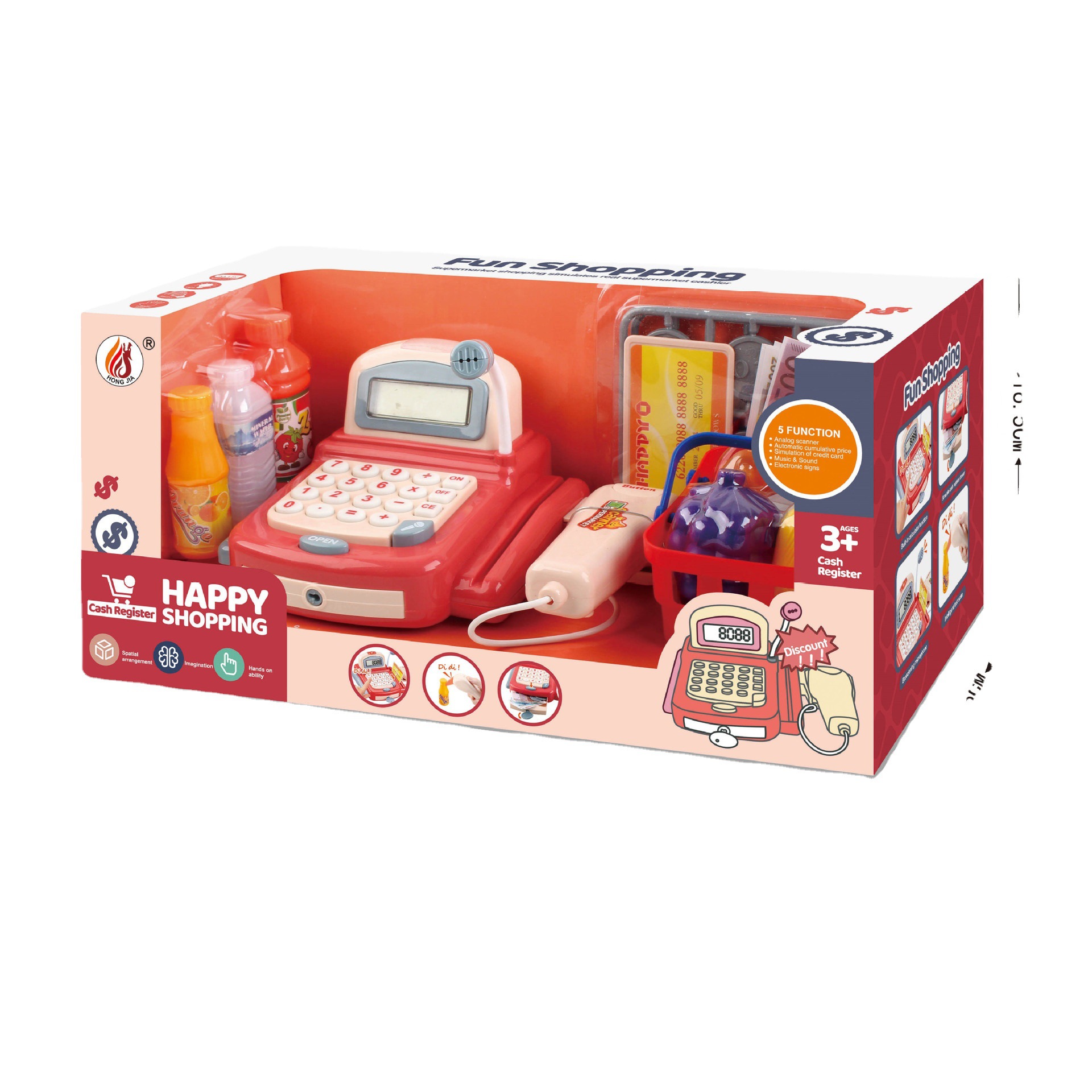Children's supermarket cash register with sound and light and ice cream counter, boys and girls play house set simulation multi-functional cash register Item Picture