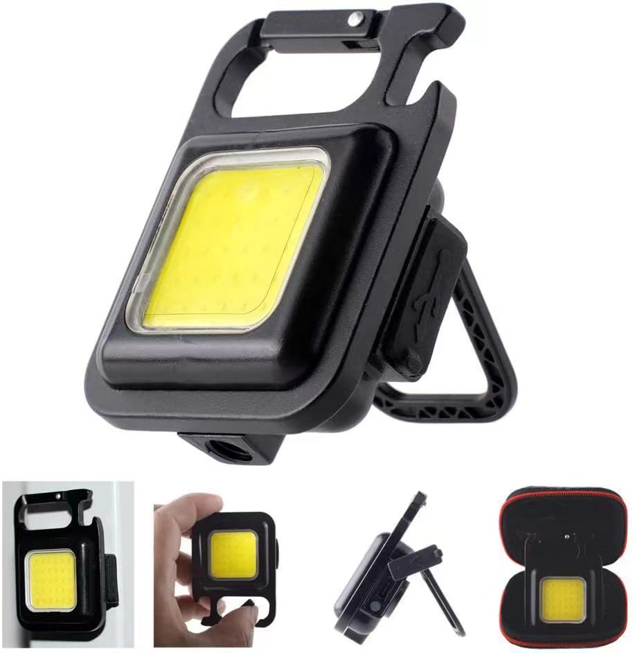 Multi-functional mini keychain light portable folding work light Type-C charging COB high-brightness outdoor emergency light Specification image