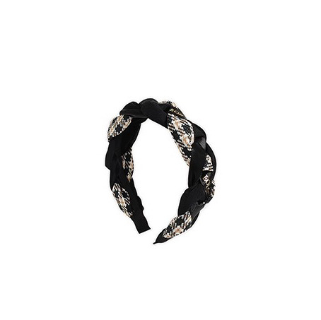 The black braided high-end hair band for autumn and winter is versatile and elegant. It features a high headband, hairpin, and Maillard brown hair accessory for women Item Picture