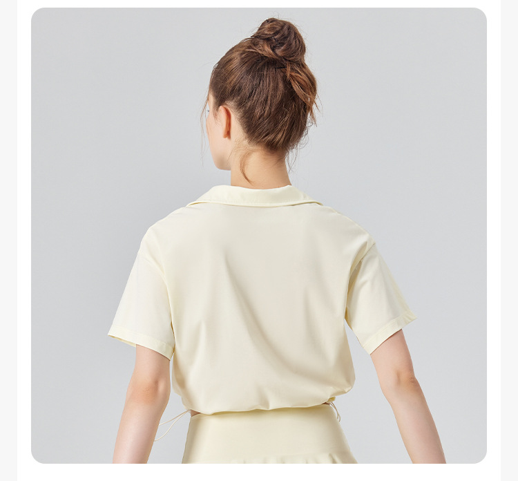 New Pure Desire style yoga fitness short-sleeved T-shirt for women, casual sports high-neck fitness wear, sun-protective quick-drying top pic 16