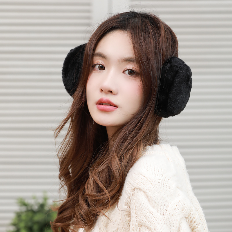 Winter women's folding ear cups, simple hamburger warm ear covers, cute female student ear bags, warm ear protectors and ear caps Specification image