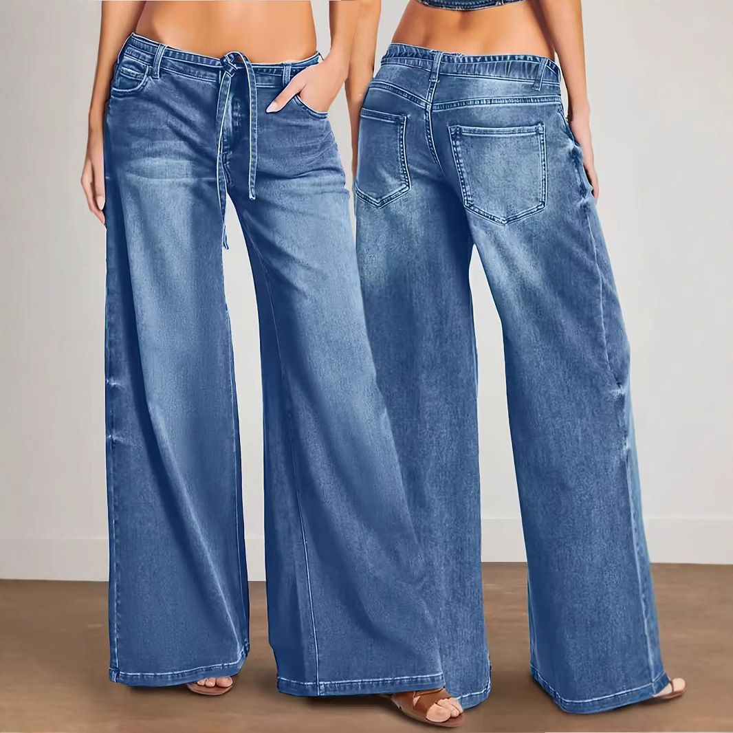 The 2025 new cross-border Amazon bestseller is a wide range of loose, wide-leg jeans for women in Europe and America that are bouncy and versatile