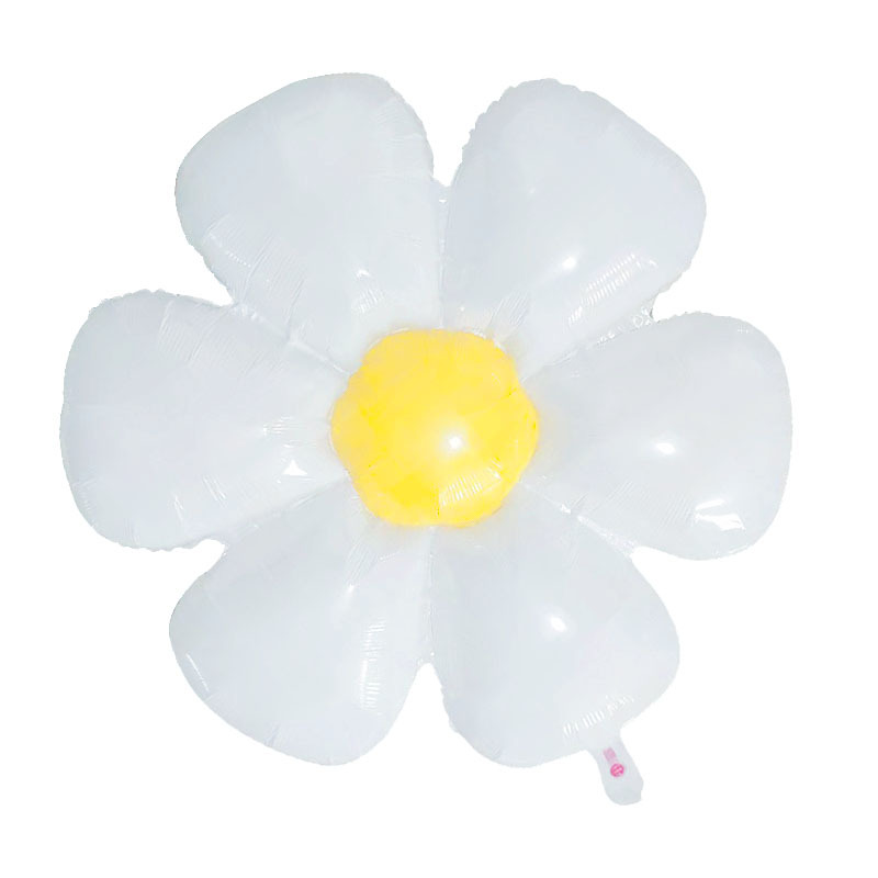 New Korean Aluminum Foil Daisy Balloon Ins Wind White Smiley Face Frangeria Small Daisy Shape Balloon Bouquet Application Scenario
