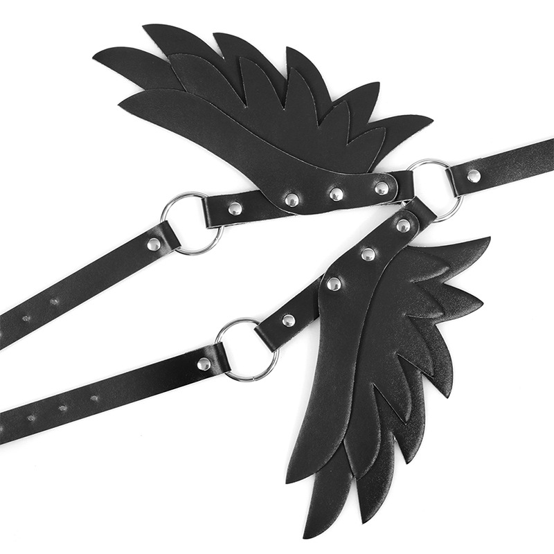 sm adult sex toys Leather angel wings suspenders set women's top strap strap strap belt Item Picture