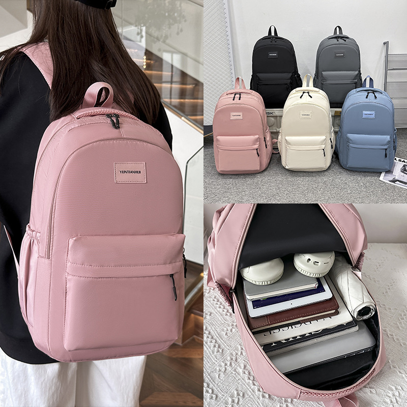 双肩包跨境新款大容量大学生书包韩版初中生包包简约时尚通勤背包