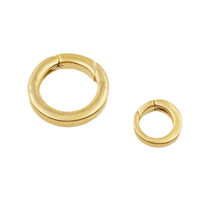 Brass circular spring buckle, pure copper flat wire spring coil, movable open ring, diy hardware bag accessories, keychain Item Picture