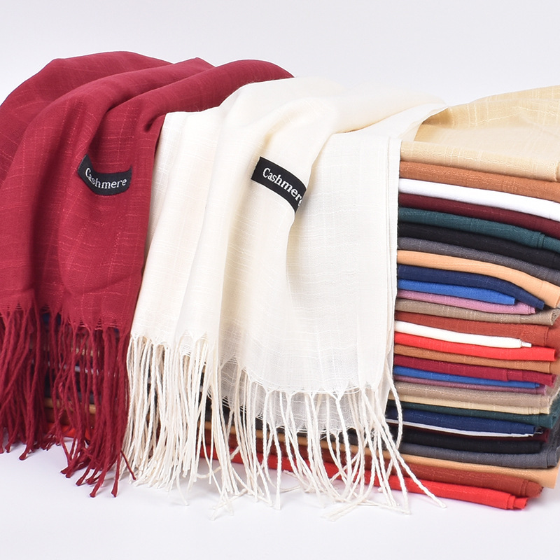 Bamboo joint yarn solid color scarf, summer light and breathable, fringed shawl, sun protection, cross-border silk scarf, new style, versatile, air-conditioned room Application Scenario