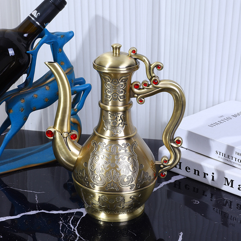 欧式金属仿青铜白酒酒壶仿古家用装酒高级老式复古樽壶创意酒壶