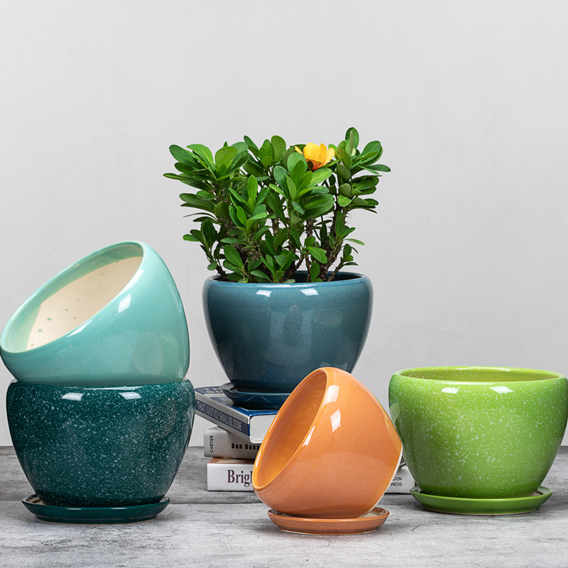 Phalaenopsis Flower Pot Thickened Large Flower Pot Ceramic With Separate Tray Extra Large Simple Personality Household Green Pot Specification drawing