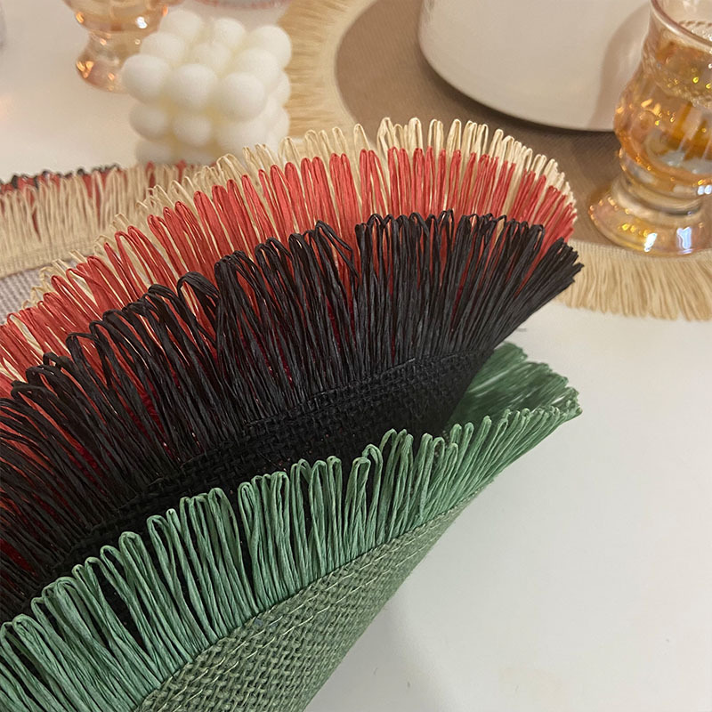 Christmas Style Jute Placemats Nordic Ins Woven Coasters Shooting Props Porch Vase Mat Fringe Heat Insulation Mat Specification drawing